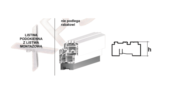 Schemat techniczny listwy termicznej XPSolid POLARYT – przekrój z wymiarami