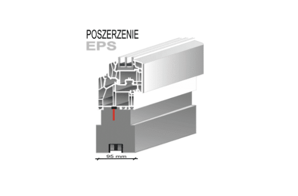 Schemat techniczny podwaliny termicznej POLARYT EPS – wymiary i przekrój głowicy
