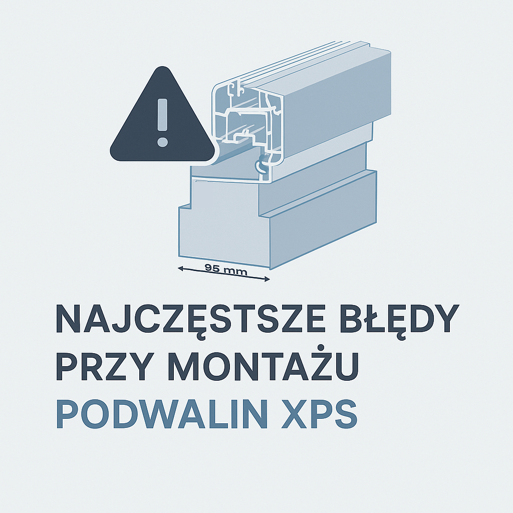 Schemat montażu podwaliny XPS pod okno – przykład błędów i zaleceń przy instalacji.