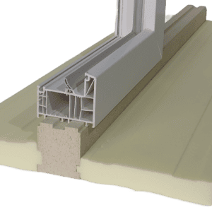 parapet obustronny PURENIT XPS 300 — przekrój pod oknem