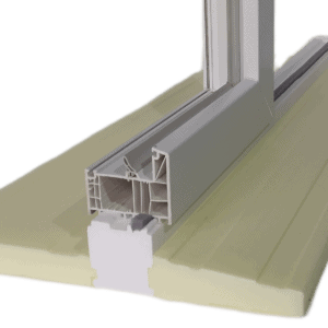 parapet obustronny POLARYT XPS 300 płetwy — przekrój pod oknem