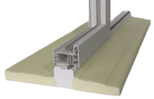 parapet obustronny POLARYT XPS 300 płetwy — przekrój pod oknem
