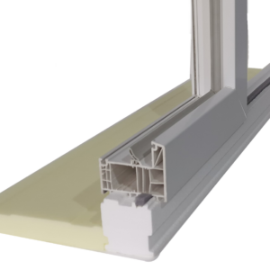 parapet wewnętrzny POLARYT XPS 300 z głowicą POLARYT i płetwą XPS 300 — przekrój montażowy